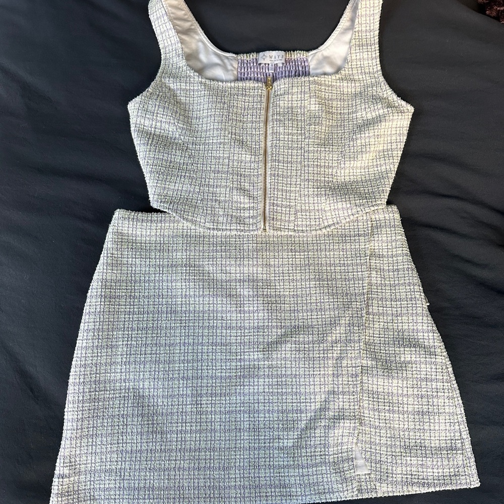 Elegant Pastel Tweed Skirt and Top Set
